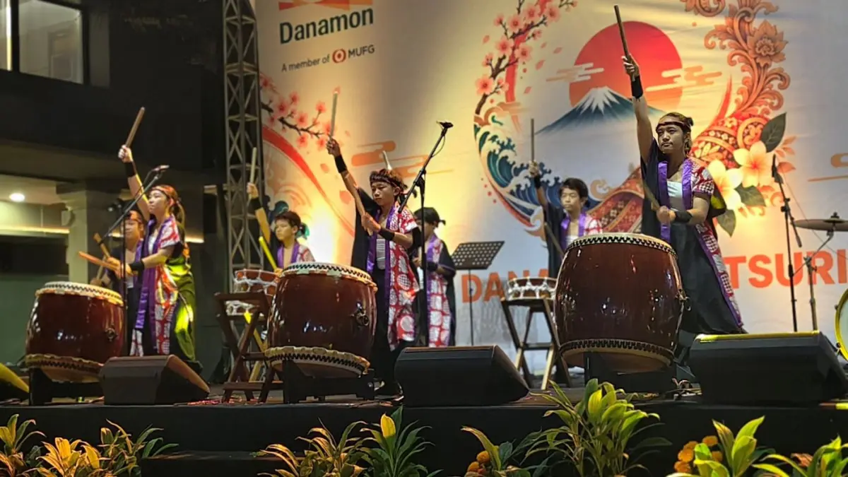 Musik tradisi Jepang dalam Danamon Matsuri 2026 pada 19-20 September 2026 di Kantor Jalan Hayam Wuruk Denpasar.