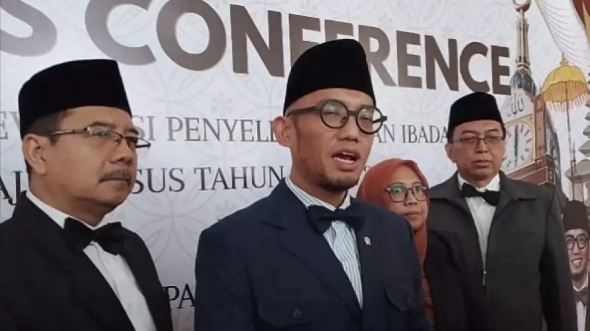 TIGA SUKSES HAJI: Wakil Menteri Haji dan Umrah RI, Dahnil Anzar Simanjuntak saat sesi Konferensi Pers di hotel Four Points by Sheraton Bali, Ungasan, pada 24–25 September 2026. (ist/radarbali.id)