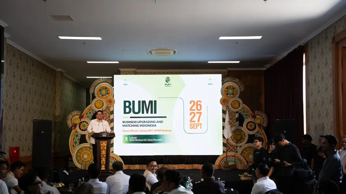 Ketua Umum BPC HIPMI Badung masa bakti 2024-2027, Ketut Bijaya Negara di Balai Budaya Giri Nata Mandala, Puspem Badung.