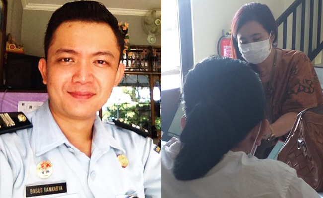 Pegawai Lapas Kerobokan, I Putu Bagus Ranandya Kadigjayan (foto kiri) yang dilaporkan istri, Ari Nuriani (foto kanan) ke Polda Bali dengan tuduhan menelantarkan istri dan anak.