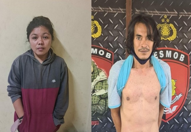 Yohanes Paulus Maniek Putra alias Jo alias Dedi saat diamankan bersama ibu korban, Dwi Novita Murti. (ist)