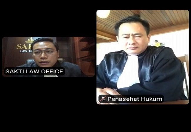 Pengacara Gung Panji, Edward Pangkahila dan Ida Bagus Gumilang Galih Sakti saat menyampaikan pleidoi secara daring. (ist)