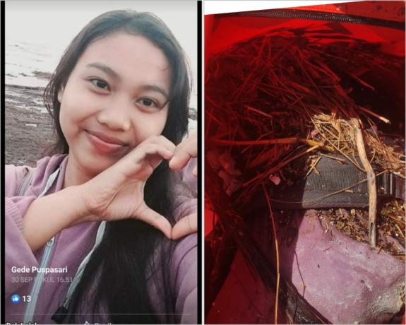 HANYUT: Ni Luh Gede Puspasari, gadis pengendara motor yang hanyut di Tukad Yeh Ho, Kerambitan, Tabanan dan ditemukan mengapung di perairan Sanur (14/10/2022)