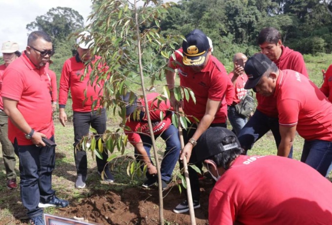 SEDANG NGETREN : Durian Bawor dan durian Musang King bibitnya ditanam di Taman Teknologi Pertanian (TPP) Sanda, Pupuan, Tabanan, Sabtu (12/11/2022). (foto : juliadi/radar bali)