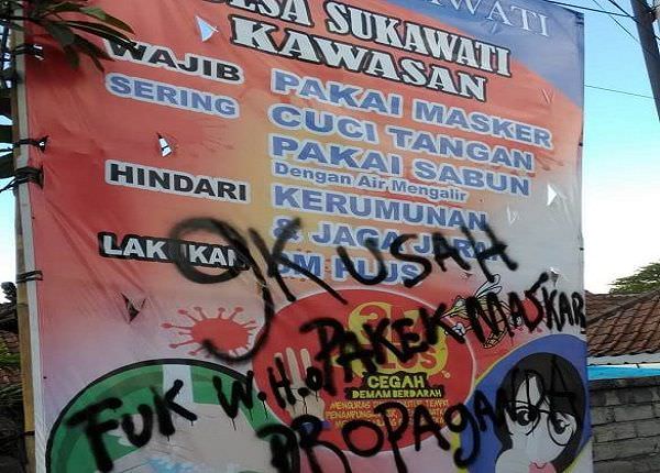 RUSAK PEMANDANGAN: Salah satu aksi vandalisme di kawasan wisata Sukawati Gianyar yang disorot masyarakat dalam program Jumat curhat Polda Bali (24/3/2023)