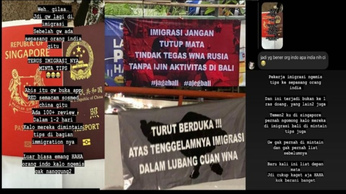 DIPERMALUKAN: Bunyi spanduk sentilan dan screenshoot chatingan menohok terkait kinerja Imigrasi