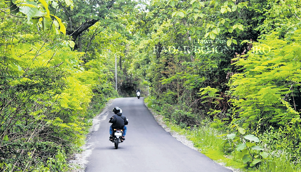 MASIH GELAP: Jalan menuju Randublatung tampak mulus. Namun, warga mengeluhkan di sepanjang jalan tersebut masih gelap, minim lampu PJU. (RAHUL OSCARRA DUTA/RADAR BLORA)