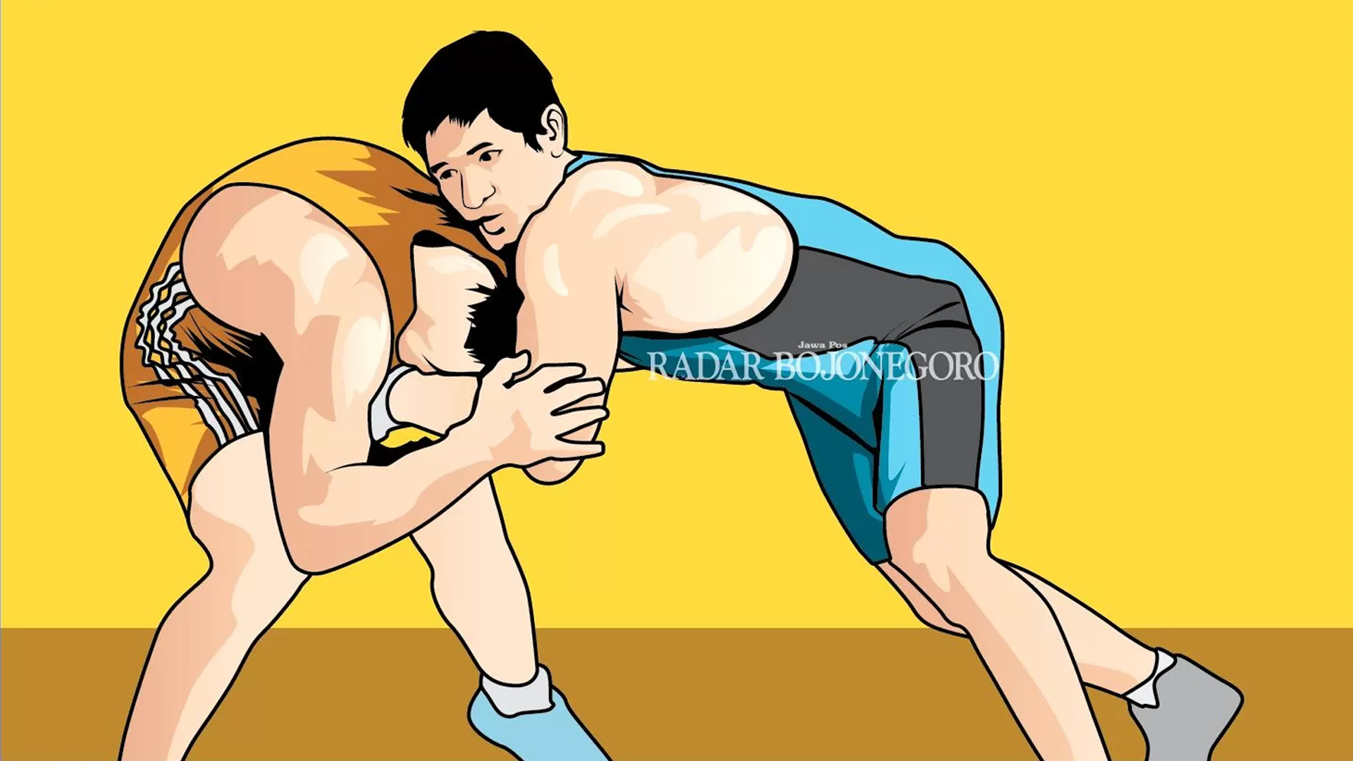 Ilustrasi Atlet Gulat.