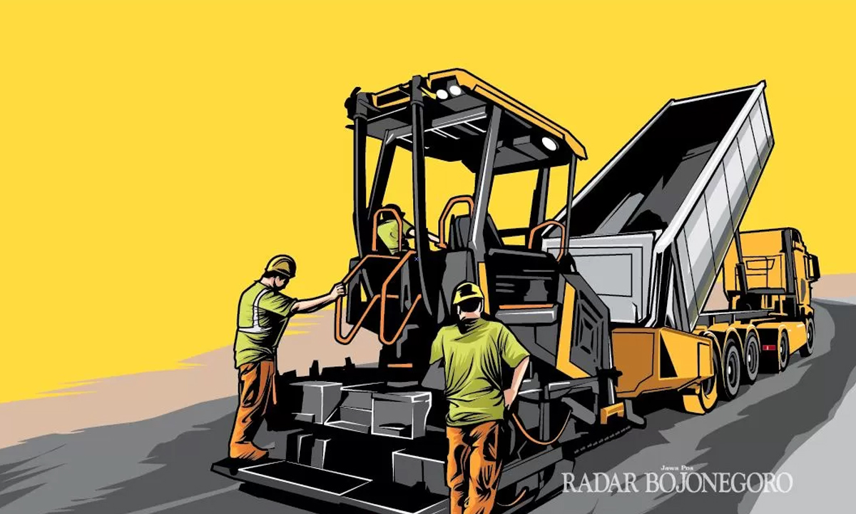 Ilustrasi Proyek Jalan (AINUR OCHIEM/RADAR BOJONEGORO)