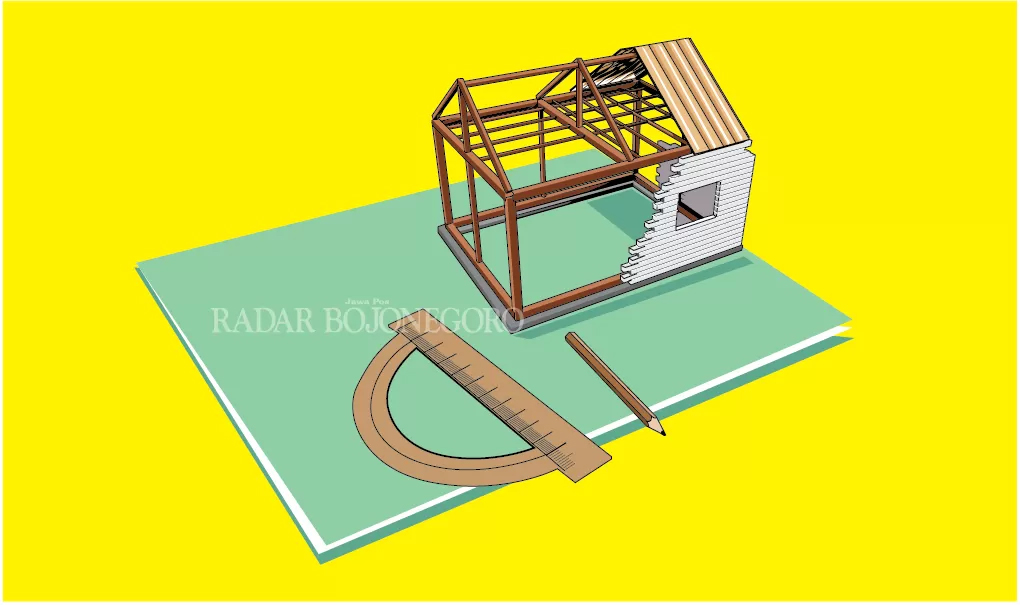 Ilustrasi Pengukuran Tanah  (AINUR OCHIEM/RADAR BOJONEGORO)