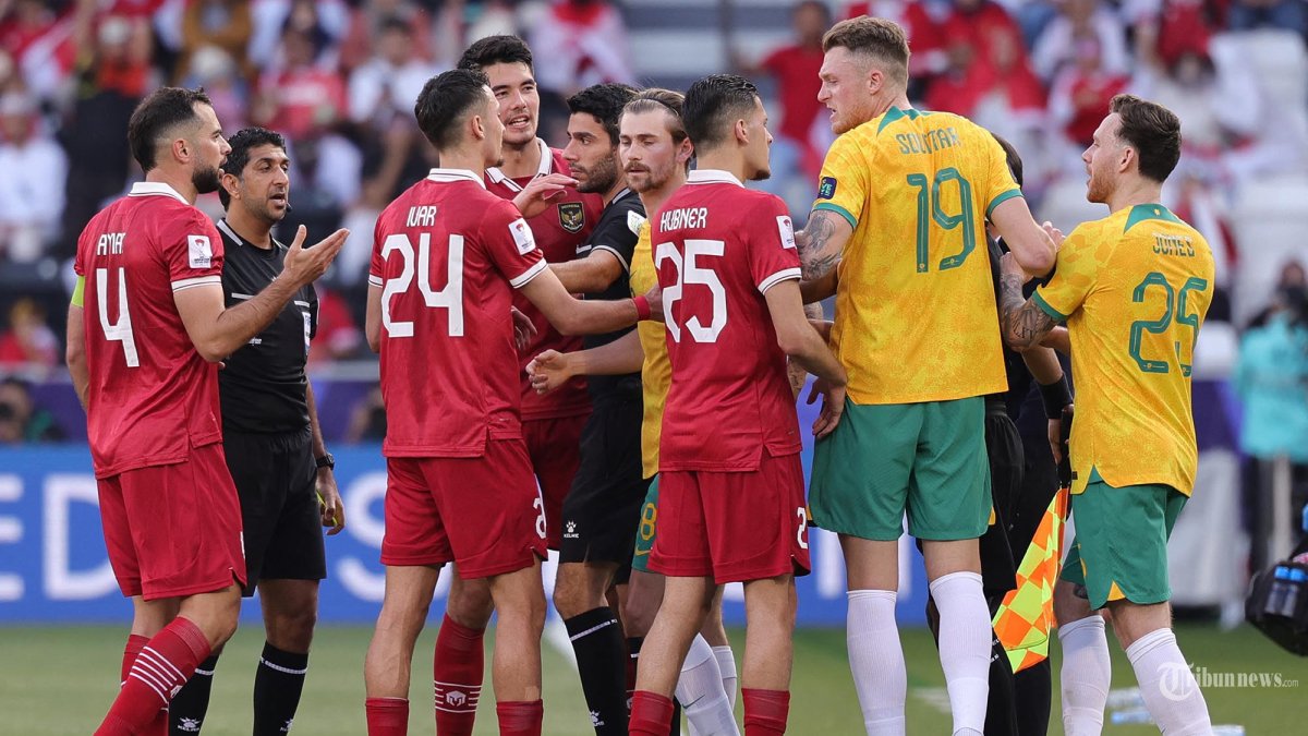 Tensi panas antara Timnas Indonesia vs Timnas Australia di babak 16 besar Piala Asia 2023.