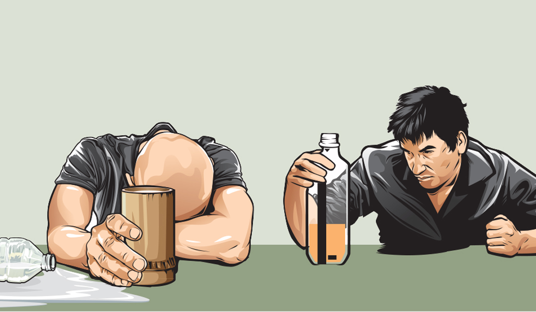 Ilustrasi pemabuk dan miras.