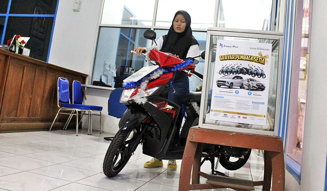 HADIAH: Undian satu unit motor Mio J pada pelaksanaan Gebyar Pembaca Setia akan digelar malam ini (1/7).