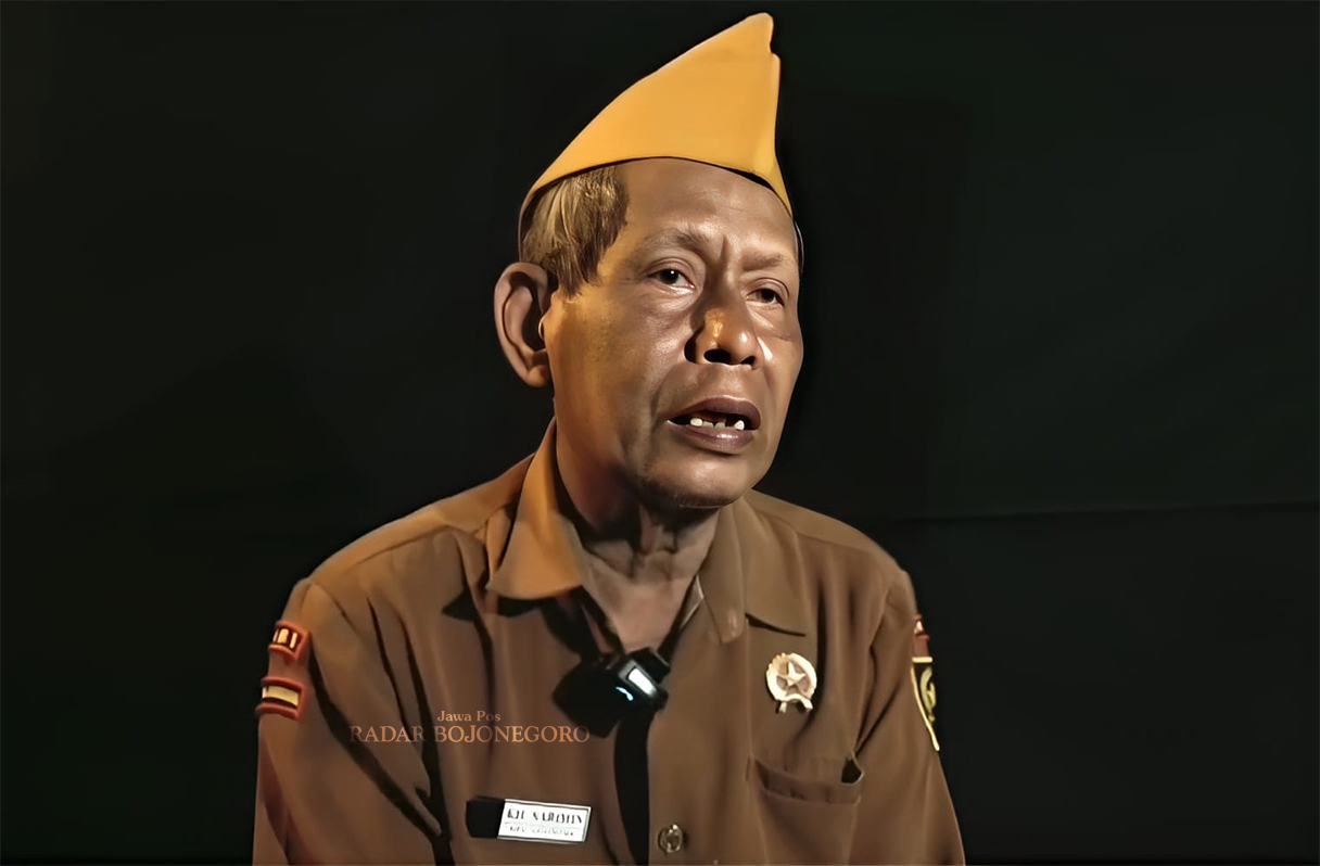 PELAKU SEJARAH: Mbah Sarimin, pelaku sejarah Palagan Clangap, pertempuran melawan Belanda pada 1949 silam. (DHANI WAHYU ALFIANSYAH/RADAR BOJONEGORO)