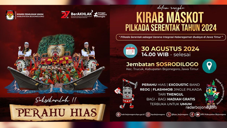 KPUK Kirab Maskot Pilkada 2024. (IST/RADAR BPOJONEGORO)