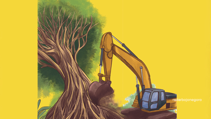 Tumbangnya Pohon Beringin. (GRAFIS: AINUR OCHIEM/RADAR BOJONEGORO)