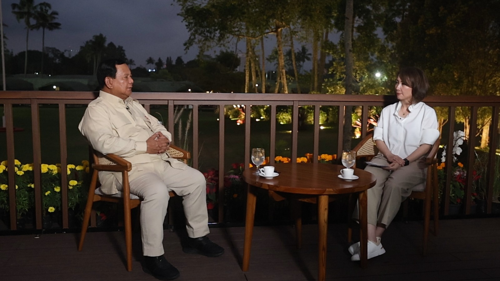 Prabowo Subianto saat wawancara eksklusif bertajuk &ldquo;Presiden Prabowo Subianto Bicara bersama Retno Pinasti&rdquo;.