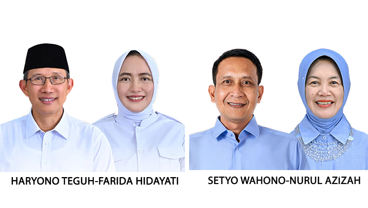 Paslon 01 Teguh Haryono-Farida Hidayati maupun Paslon 02 Setyo Wahono-Nurul Azizah.