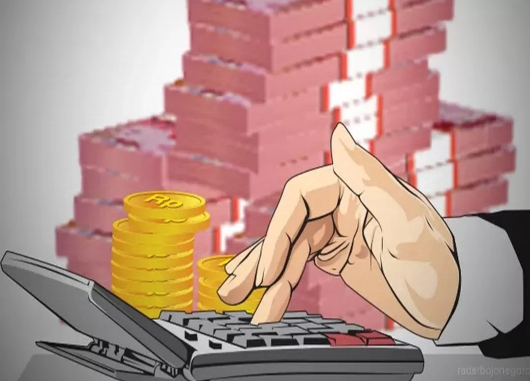 Ilustrasi uang dan kalkulasi.