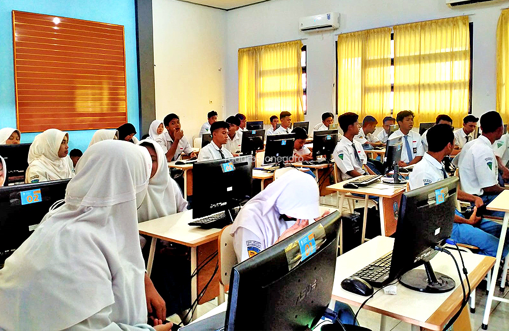 TRYOUT: Pelaksanaan Tryout UTBK SNBT Radar Bojonegoro yang digelar pada Februari 2024 lalu.