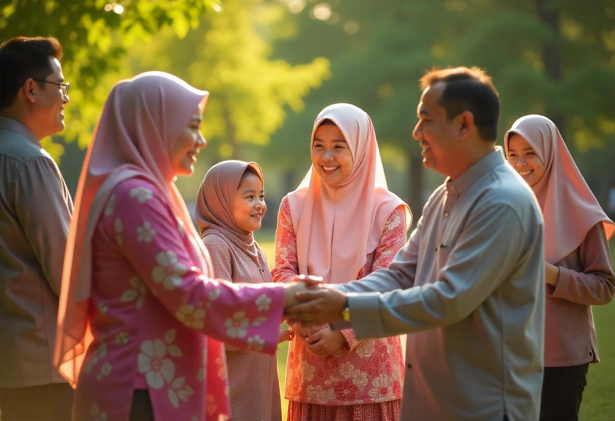 saling memberi ucapan selamat kepada kerabat atau teman