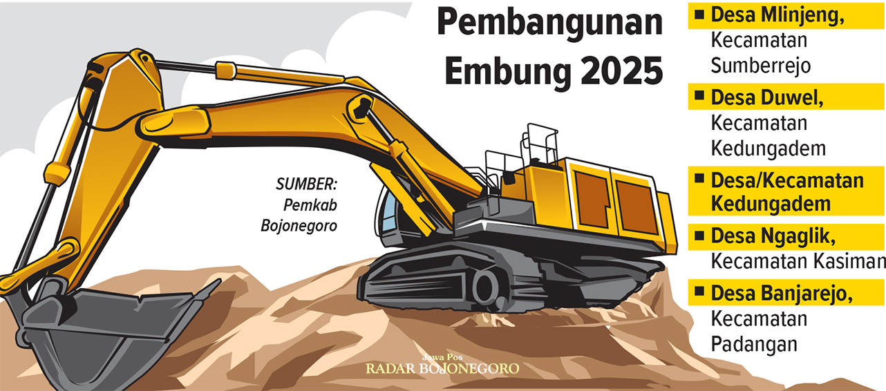 Infografis Pembangunan Embung di Bojonegoro pada 2025 (AINUR OCHIEM/RADAR BOJONEGORO)