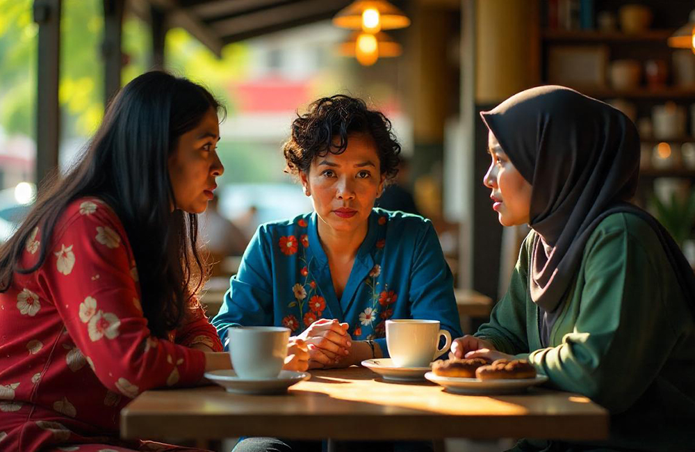 Ilustrasi perempuan yang sedang bergosip