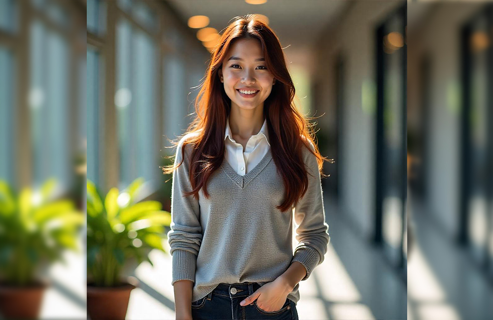 Potret perempuan yang mencerminkan sikap optimis yang menular