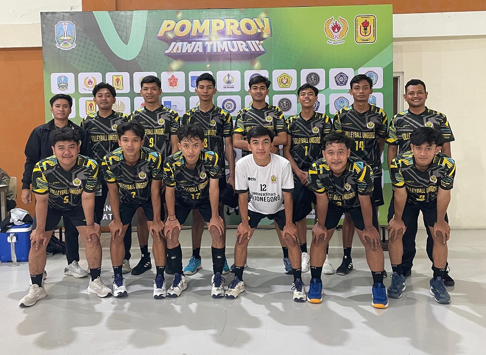 Tim Bola Voli Indoor Putra Unigoro sukses mendapatkan medali perunggu POMPROV Jatim 2025. (Dok: Unigoro)