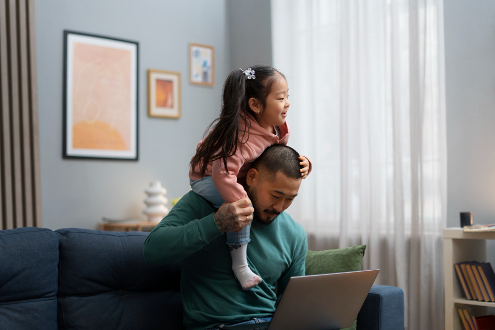 Ilustrasi anak dan ayah.