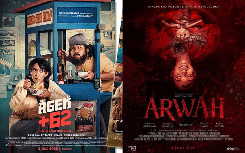 Poster film Agen +62 dan Arwah.