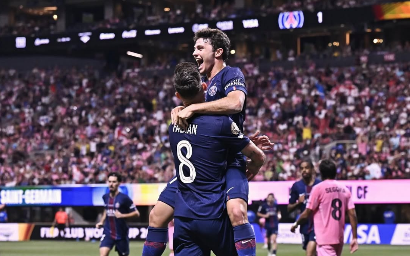 Joao Neves merayakan golnya ke gawang Inter Miami.