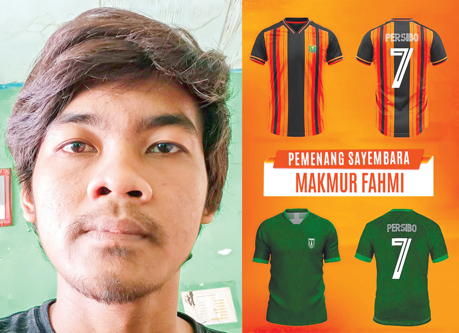 PEMANANG SAYEMBARA: Makmur Fahmi Asyidiki dinobatkan sebagai pemenang sayembara Jersei Perisbo. (ISTIMEWA/RADAR BOJONEGORO)