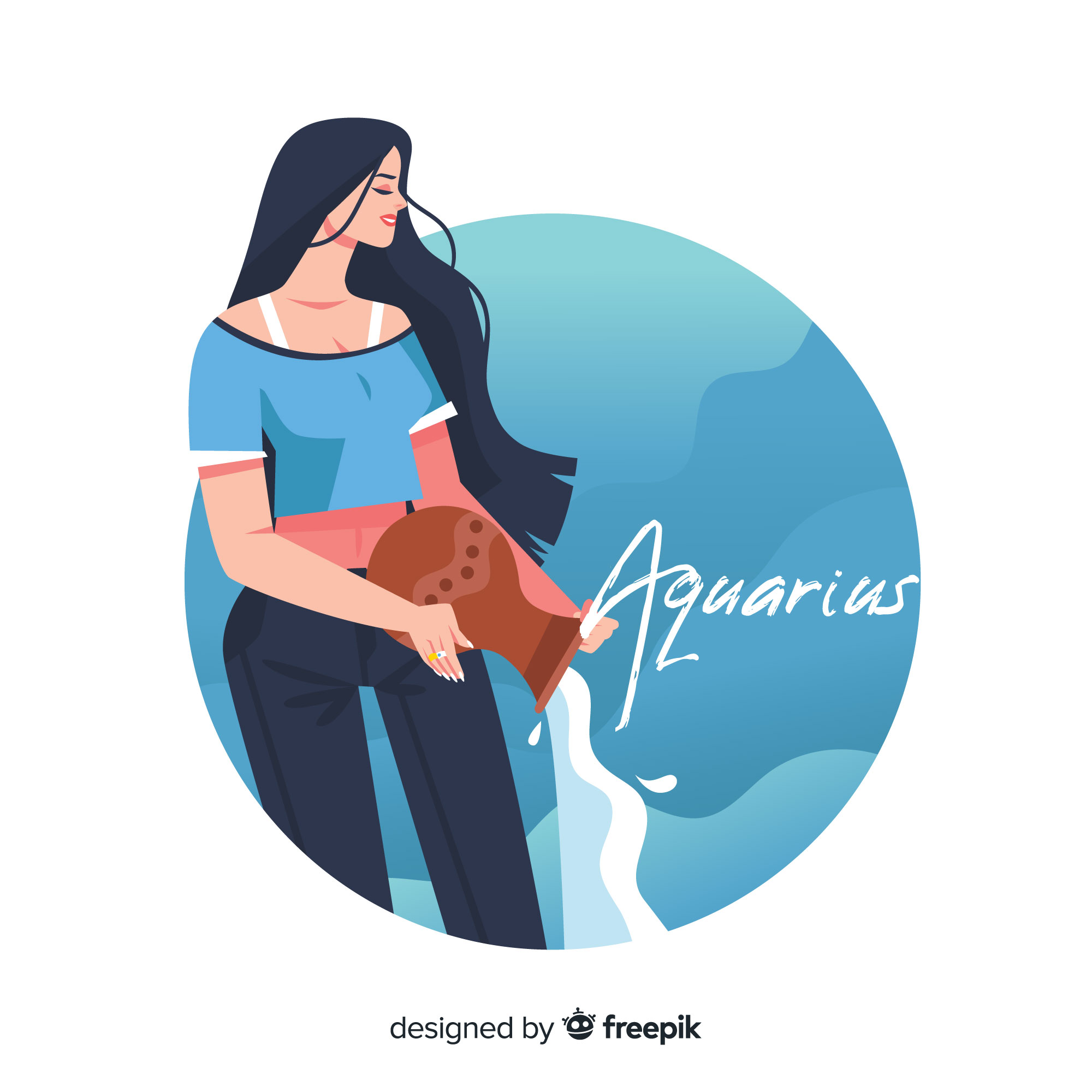 Ilustrasi zodiak Aquarius.