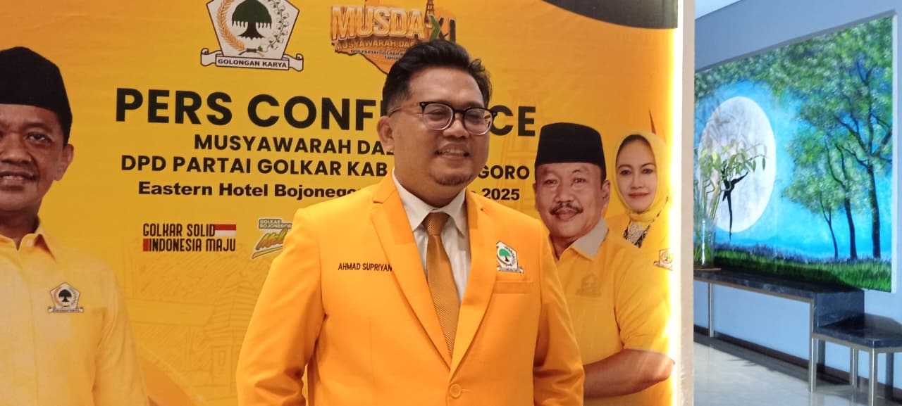 TERPILIH: Ahmad Supriyanto terpilih Ketua DPD Golkar Bojonegoro secara aklamasi pada Musda XI, Senin lalu (18/8).