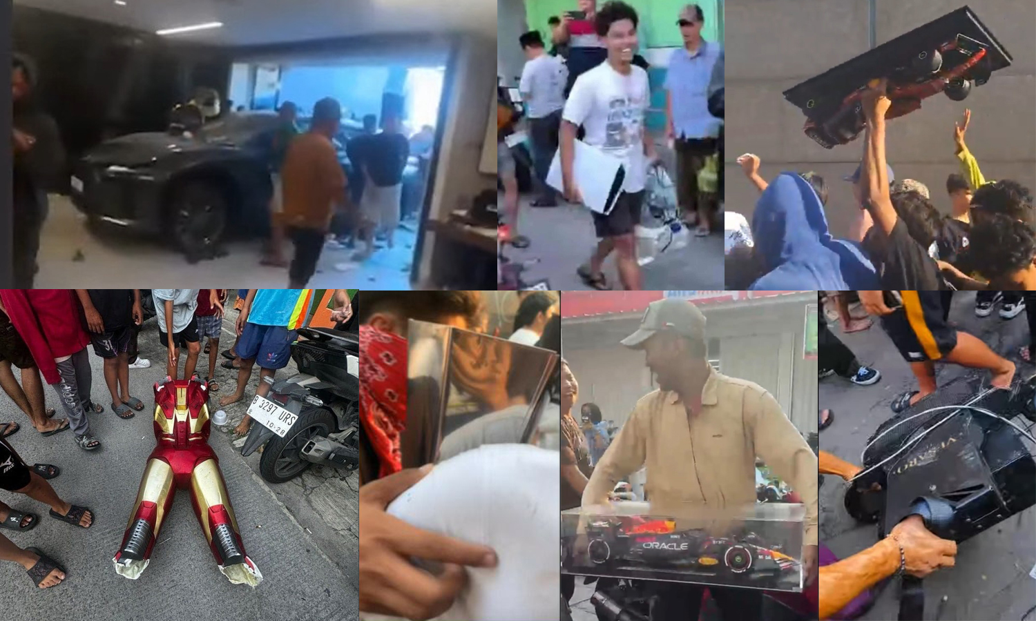 Deretan aset Ahmad Sahroni yang dirusak dan dijarah dari rumahnya di kawasan Tanjung Priok. (Dok. Istimewa dan Tangkapan Layar Media Sosial)