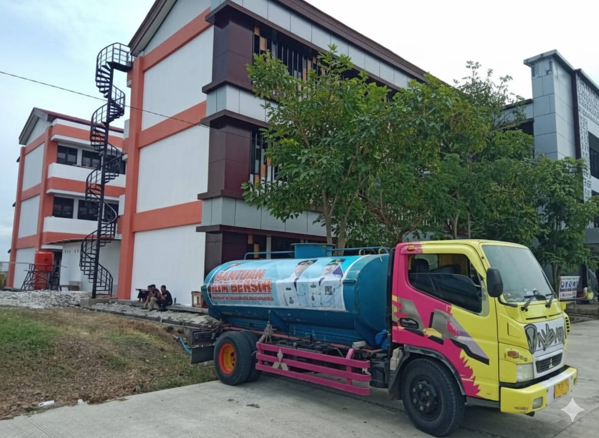 DIKIRIM RUTIN: Sekolah Rakyat Menengah Atas 36 di Dusun Kedungrejo, Desa Ngumpakdalem, Kecamatan Dander krisis air, sehingga rutin mendapat suplai air bersih setiap hari.