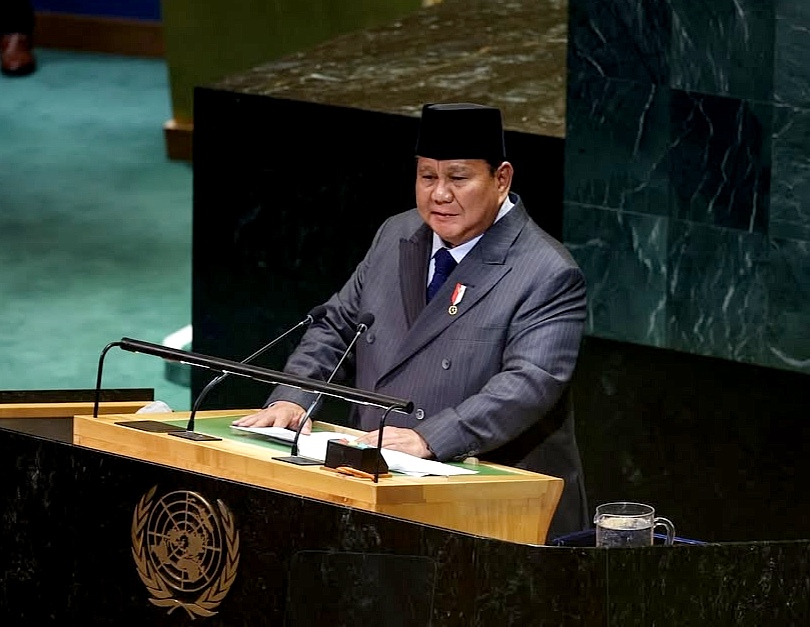 Mikrofon Prabowo Subianto mendadak mati ketika menyampaikan pesan penting di SMU PBB, Senin (22/9).