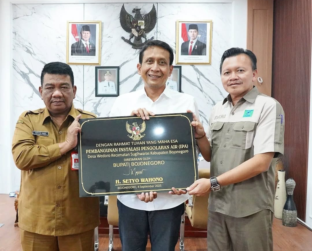 PERESMIAN IPA WEDORO: Bupati Bojonegoro wahono meresmikan IPA Wedoro di Desa Wedoro, Kecamatan Sugihwaras.