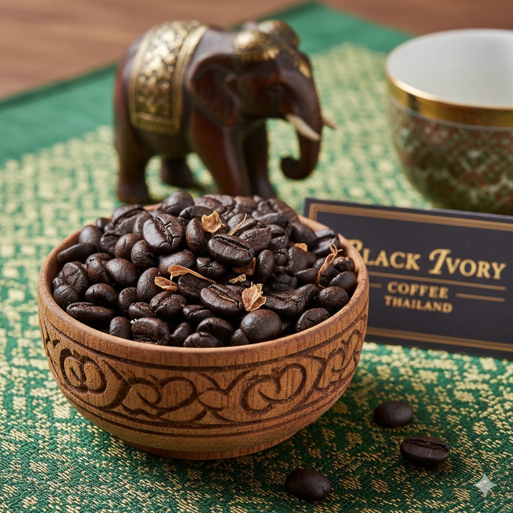 Biji kopi Black Ivory Thailand.