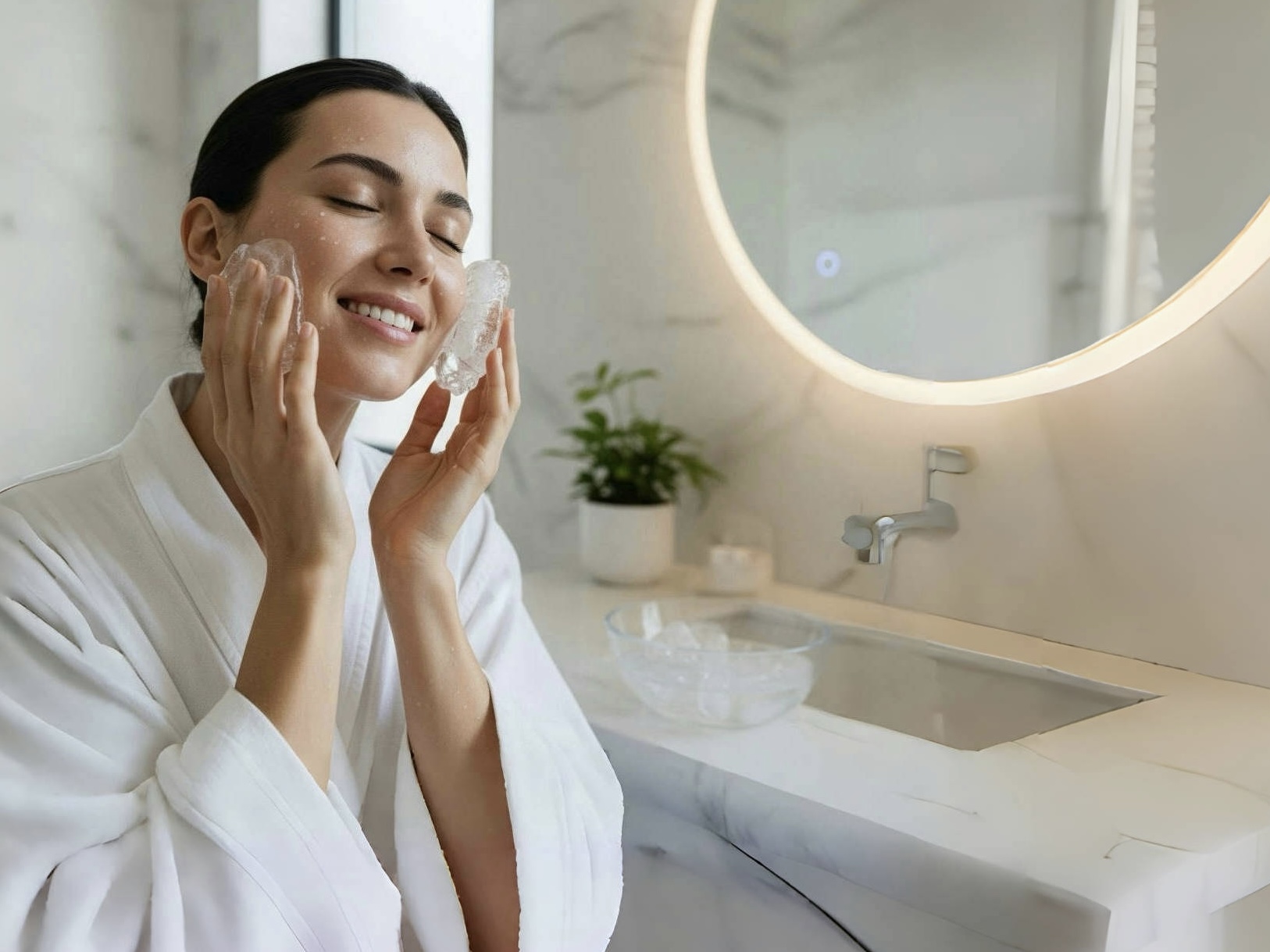 ICE FACIAL: Es batu bisa memberikan manfaat pada wajah.