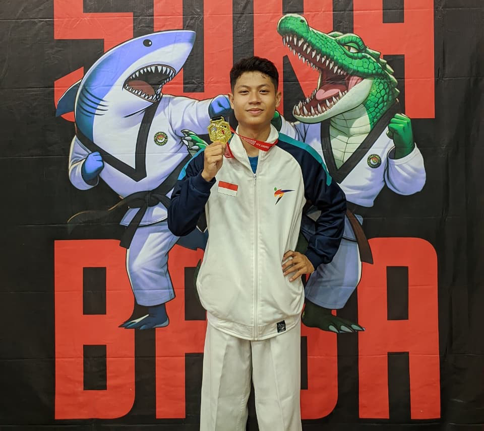 PRESTASI: Muhamad Vikrul Fatoni sukses menorehkan prestasi membanggakan, meraih Juara 1 Kyorugi Semi Prestasi Senior Under 54.