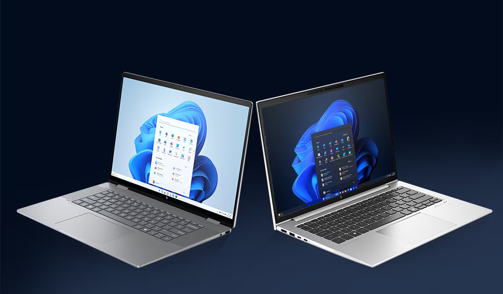 Ilustrasi laptop dengan OS Windows 11