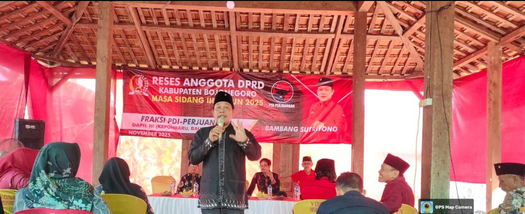 HANGAT: Suasana reses Wakil Ketua DPRD Bojonegoro Bambang Sutriyono yang penuh kehangatan menyerap aspirasi setiap konstituen.