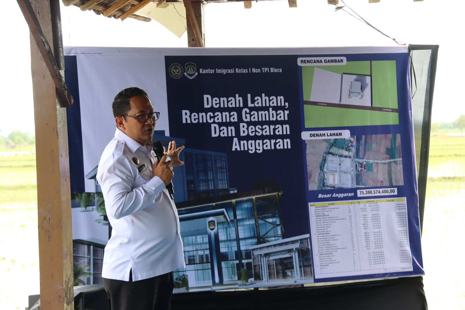 DALAM PROSES: Pembangunan Kantor Imigrasi Kelas I Non-TPI di Kecamatan Blora menelan anggaran Rp 75 miliar.
