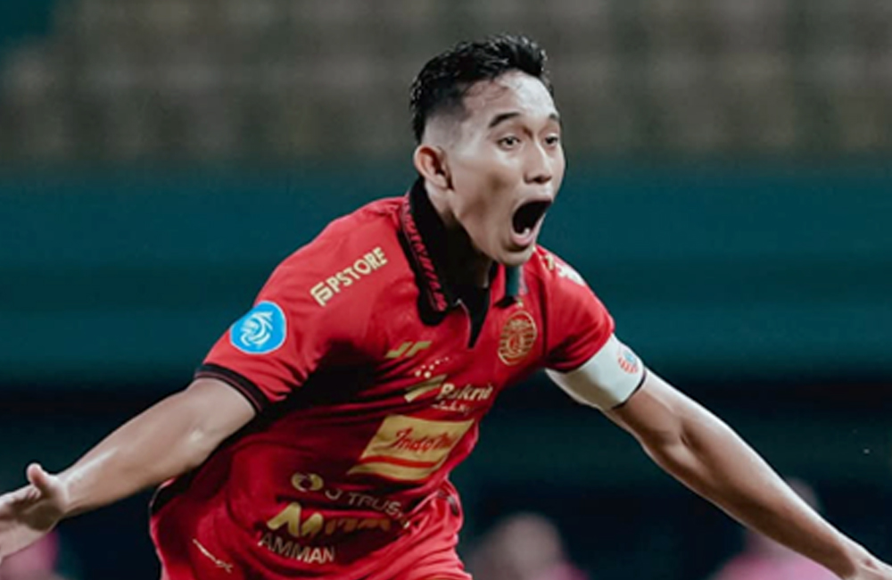 Rizky Ridho saat merayakan golnya.