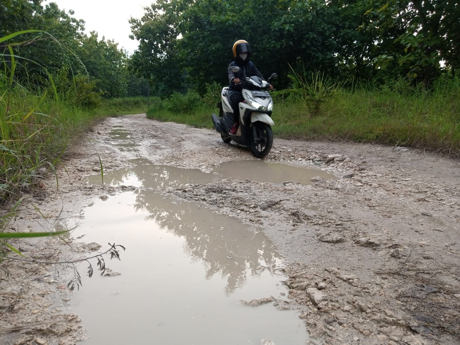 MEMPRIHATINKAN: Kondisi Jalan Kepoh, Kecamatan Jati, Kabupaten Blora yang sampai hari ini belum tersentuh pembangunan.