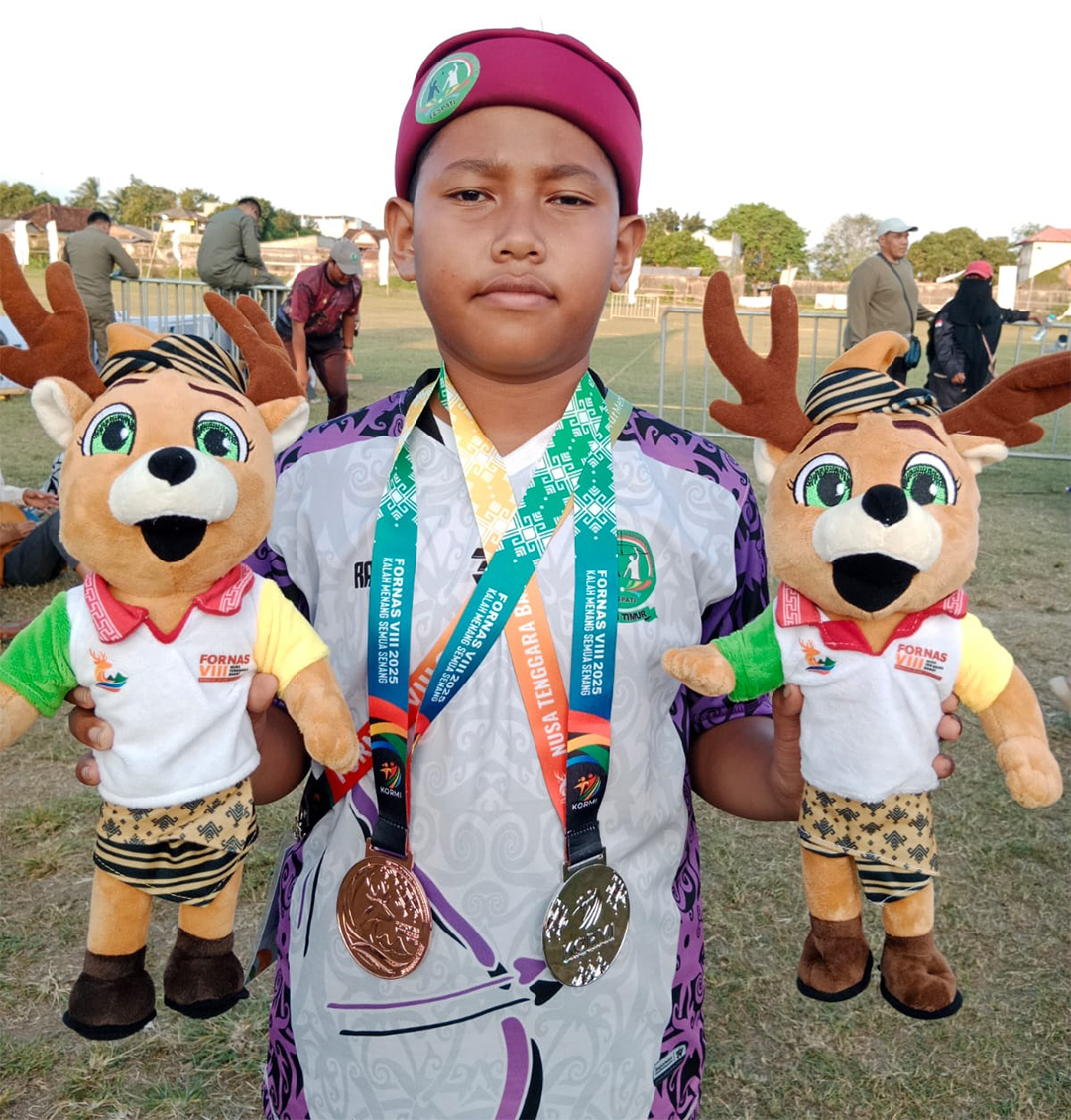 JUARA: Ramadiansyah Setiyawan berhasil meraih Medali Perak Individu Pelajar U-12 Putra Fornas VIII 2025