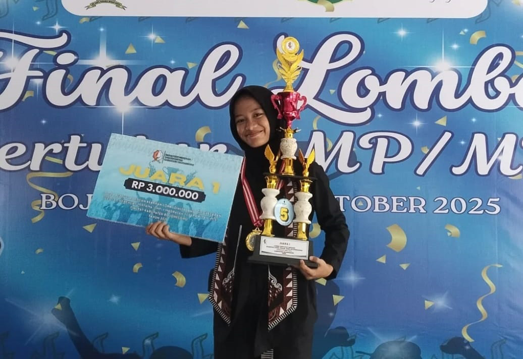 DI LUAR DUGAAN: Nyafica Jesica Putri, tak pernah menduga bakal menjadi juara 1 lomba bertutur