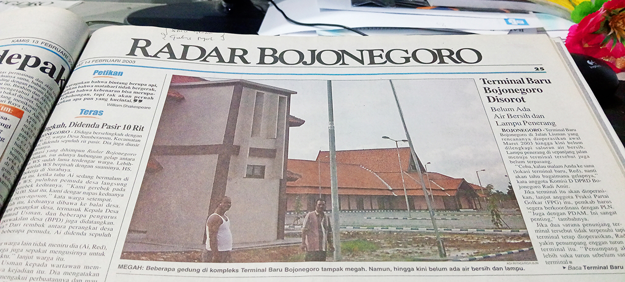 TERMINAL BARU: Terminal Bojonegoro pada 2003 silam terganjal izin operasional dari gubernur, dan diwarnai kasus korupsi yang ditangani kejari.